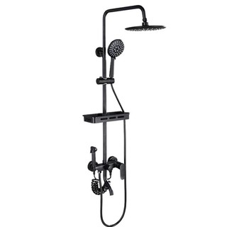 Bathroom Shower Booster Nozzle Black Shower Set Handheld Shower Head Faucet Bathroom Shower