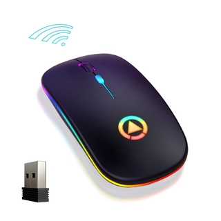 2.4G Silent Wireless Mouse RGB LED Backlit 1600DPI Gaming Mouse