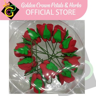 Rose Buds w/ Calyx TOOTHPICK 12-07-20 Royal Icing 2D cake cupcake cake topper edible Decorations