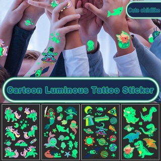 Children Temporary Tattoos Kids Luminous Tattoo Sticker Waterproof Glow Cartoon Stickers Toy