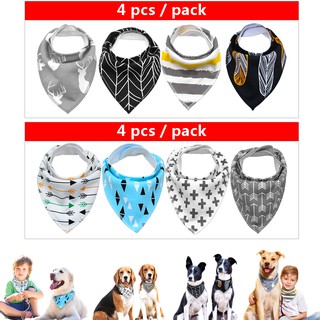 4pcs/pack Soft Cotton Bandana Dog Collar Pet Neck Scarf Puppy Neckerchief