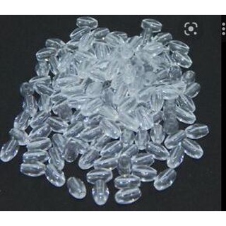 ACRYLIC FACETED RICE SMALL BEADS 10x5mm CLEAR COLOR 20grams (158-165 pcs)