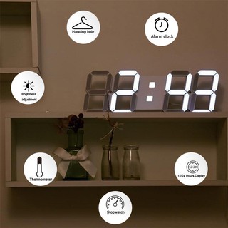 New 3D LED Digital Wall Alarm Clocks Clock Modern Design 12/24 Hour Display