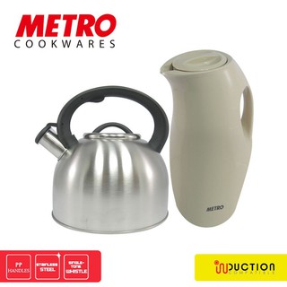 Metro Cookwares 3.5L Stainless Steel Whistling Kettle + 1.0L Vacuum Flask