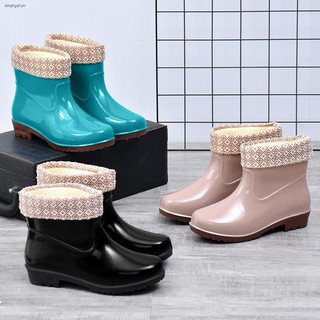 rubber shoes℡♣In the spring and autumn water shoes female boots short tube rain for women men labo