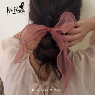 We Flower Vintage Silk Sweet Girls Bowknot Hair Ties Elastic Bands Long Lace Ribbon Scrunchie Ponytail Holder Headband Women Hair Bow Accessories (1)
