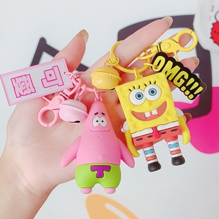 New Cute Cartoon SpongeBob Patrick Star Car Key Chain Bag Key Ring Plastic Keychain