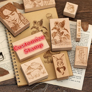 Wooden Stamp Custom Carved Rubber customize Stamps paper DIY Personalized name business wedding