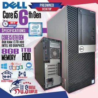 DESKTOP / DELL / CORE i5-6TH GEN / 8GB RAM / 1TB HDD / INTEL HD GRAPHICS / USED / WITH POWER CABLE s