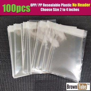 [100pcs NO HEADER] Resealable PP / OPP Packaging Plastic w/ adhesive 2 3 4 inches