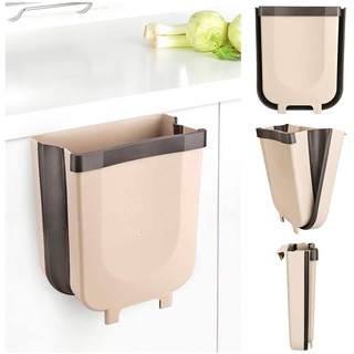 ✹☼◑LILI Hanging Foldable Wall Mounted Trash Bin Storage Large Opening Space Saver Dust Bin with Stic
