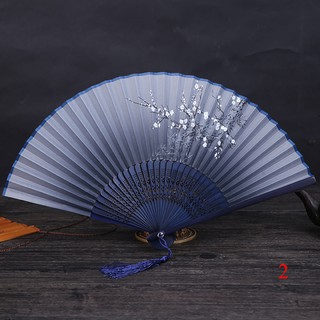 Chinese Spun Silk Flower Printing Hand Fan Folding Hollow Carved Hand Fan Party Supplies (2)