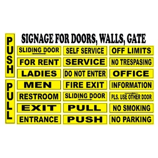 SIGNAGES FOR WALLS GATES DOORS establishment signage yellow Signages informative signage