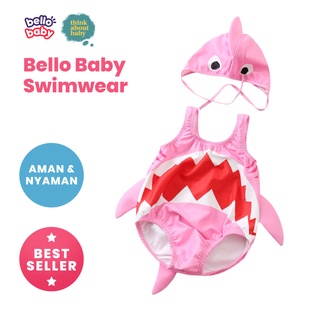 Bello Baby Shark Girls Swimwear With Hat