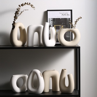 Nordic I-style simple plain ceramic vase flower arrangement bedroom ornaments