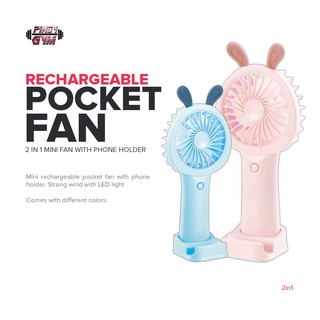 Mini Rechargeable LED Mobile Phone Hold Fan 2in1
