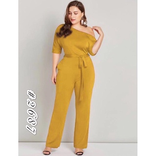 Women's clothing✈♈❣ANGELFASHION Plus Size Button Up Jumpsuit V-Neck Solid Belted Jumpsuit (4)