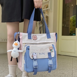 ❒✣❀Canvas bag female summer literature and art elementary school students tote bag tutoring bag coll