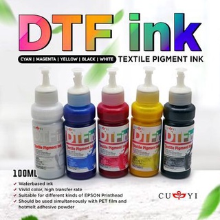 ☾۩DTF Direct to Film Textile Pigment Ink 100ml (C / M / Y / BK and White )