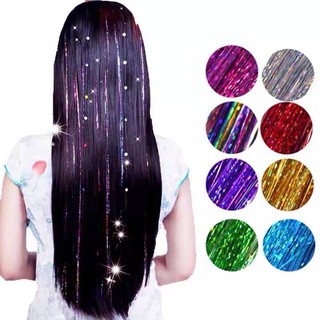 new products¤♚ↂHair tinsel sparkle holographic glitter extensions highlight