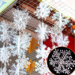 30Pcs Holiday White Snowflake Snow Flakes Ornaments Christmas Tree and Wedding Decorations Home Festival Decor Christmas