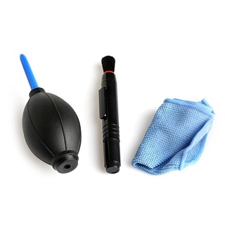 QJ 3 in 1 Lens Cleaning Cleaner Set DSLR VCR Camera Dust Pen Blower Wiper Cloth Kit