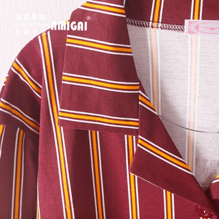 Harry Potter Co-Branded Cooperative Pajamas Couple Style Magic Preppy British Lanfendo Slandering Vertical Stripes Autumn Winter Boys Girls Pure Cotton Long-Sleeved Home Wear Split Casual Suit (8)