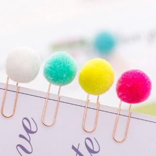 6pcs/set cute Hairball rose gold cilp modelling Paper clip Fashion business office lady style Office