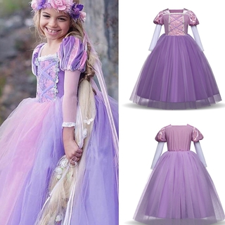[NNJXD]Kids Girls Princess Dress Party Tulle Costume Purple Gown