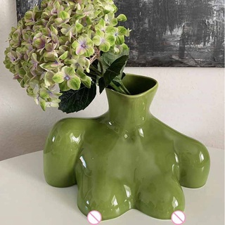 Mordern Body Shape Creative White Flower Vase Simple Dry Flower Insert Artist Residence Decorative