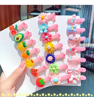 10pcs/set Girls Cute Fruit Flower Hairpin Candy Color Hair Clip Hair Accessories