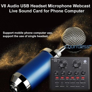 Cou Phone Computer V8 Audio USB Headset Microphone Webcast Live Sound Card (2)