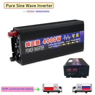 Pure Sine Wave Inverter Power 3000w 4000w DC 12v 24v to AC 220v Car Inverter Converte WITH LED Displ