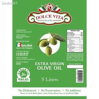 Air Fresheners & Home Fragrance◕❁Dolce Vita 100% Extra Virgin Olive Oil 5L (Cold-Pressed)