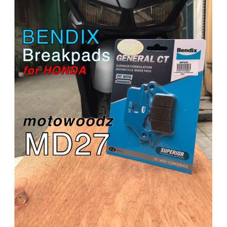 MD27 Bendix Breakpads for Honda click 125i/150i v1, beat carb, beat fi v1 & v2, scoopy, zoomer