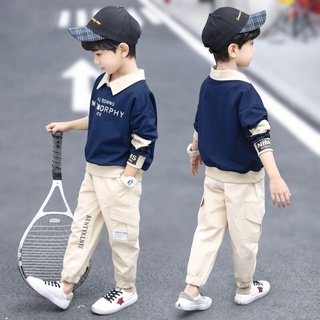 ★Snot Baby★Exceed Low Children's Clothing Boys Spring Set New Big Boy Handsome Boy Spring and Autumn Sports Western Style Korean Version of the Influx of Boy Suit Pants Set leisure Suit-Style (3)