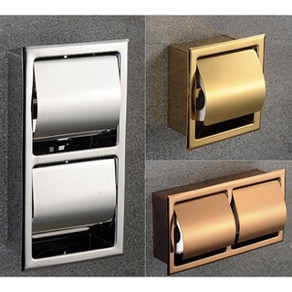 ¤304 Stainless Steel Polished Wall Recessed Built-in Toilet Paper Holder Public Hotel Rose Gold Conc