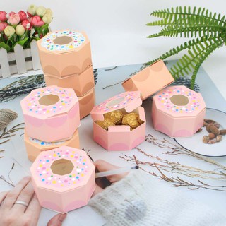 10 Pcs Candy Box Hexagon Gift Box Donut Bag Sweet Chocolate Packaging Case For Wedding Theme Party Favor Gifts
