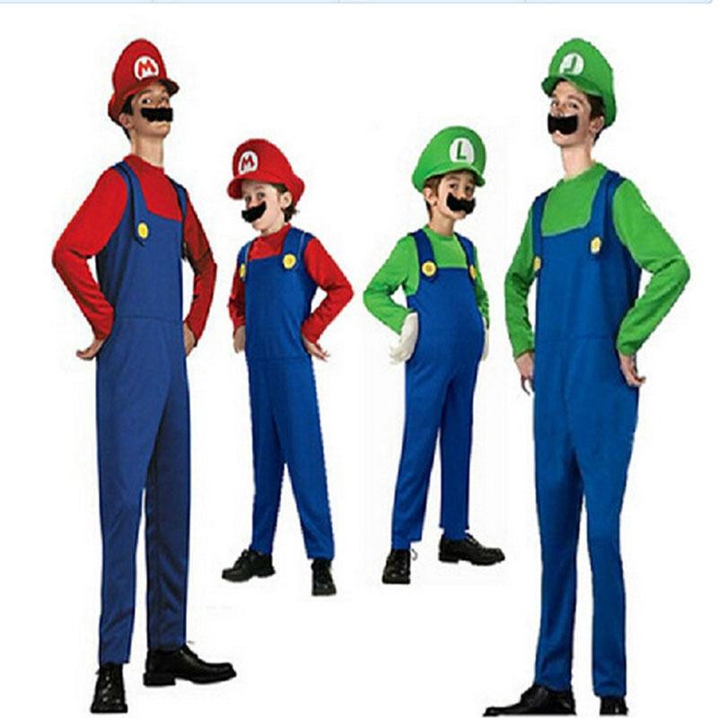 Imcute Adult Kids Super Mario Costume Luigi Bros Plumber