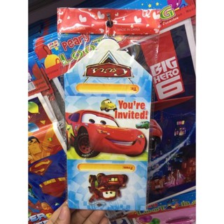 12pcs Cars McQueen Invitation Cards Party Needs Supplies
