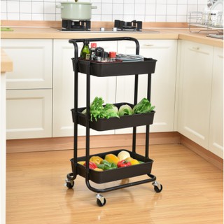 Scato No Screw 3-Tier Kitchen Utility Trolley Cart Shelf Organizer with Wheels and Handle WlCL