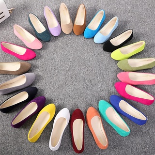 Plus Size 35-43 Women Flats Slip on Flat Shoes Candy Color Woman Boat Shoes Black Loafers Faux Suede