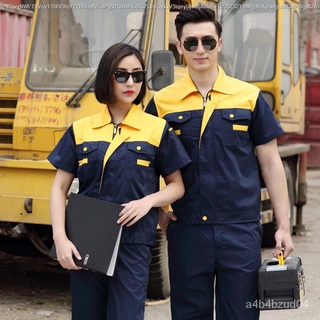 【ins】๑Short-Sleeved Overalls Suit Men's Labor Protection Clothing Summer Worker Workshop Auto Repair
