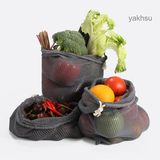 cfsn.Cotton Fruit Net Bag Eco-friendly Supermarket Shopping Mesh Drawstring Pouch (1)