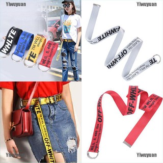 Yiwuyuan Long Off-White Waist Belt Tie Down Hiphop Letters Embroidery Canvas Belt Women