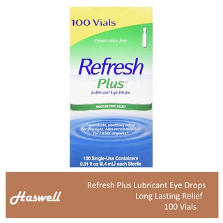 Refresh Plus Lubricant Eye Drops Long Lasting Relief - 100 Vials