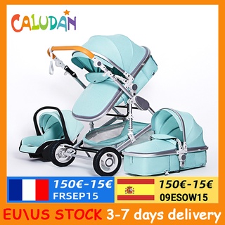 Luxury Multifunctional 3 in 1 Baby Stroller Portable High Landscape Stroller Folding Carriage Red