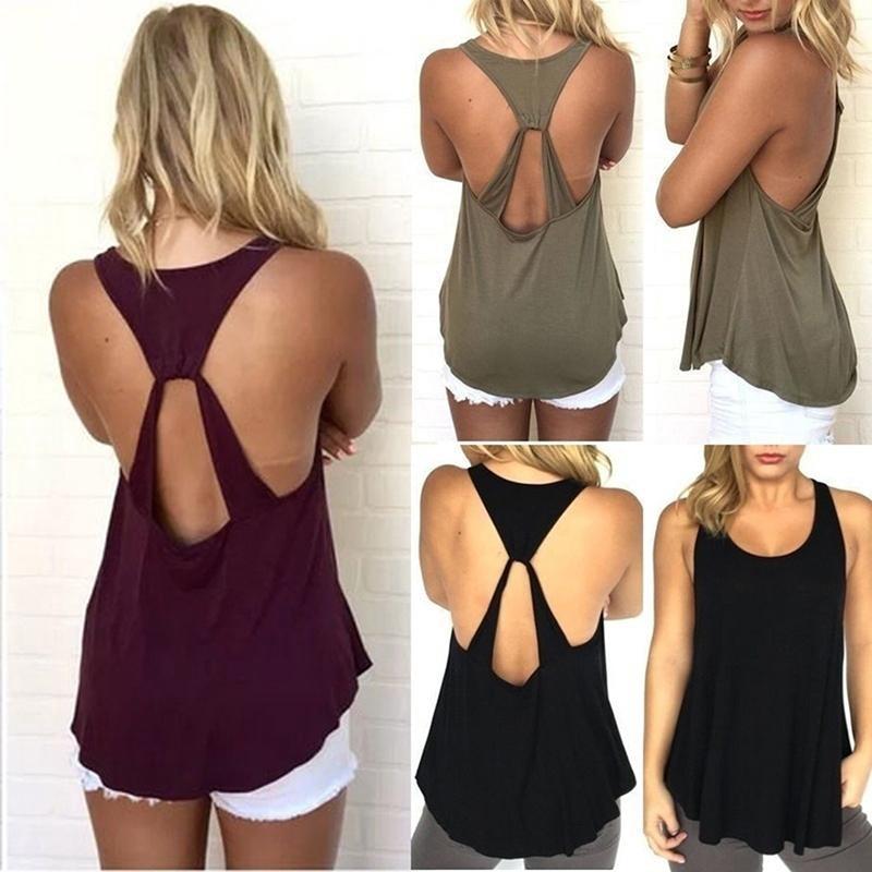 Women Summer Fashion Sexy Backless Off Shoulder Tank Top