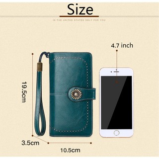 Women Genuine Leather Long Wallet Zipper Purse Card Holder (9)