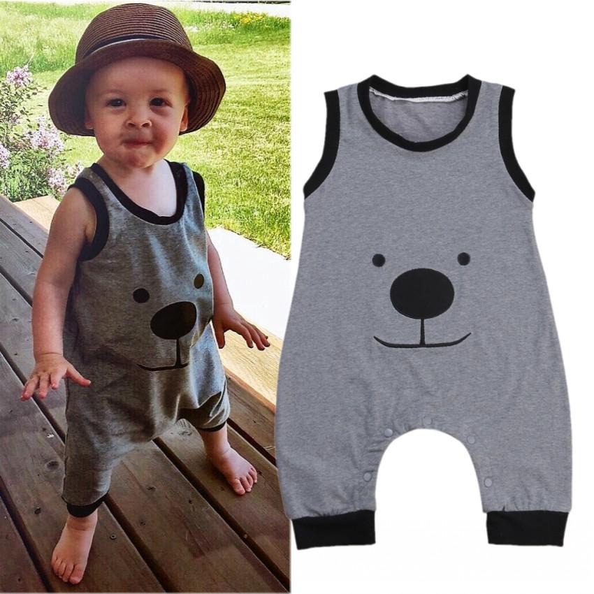 ✿ℛHot Summer Cute Baby Boys Bear Clothes Sleeveless